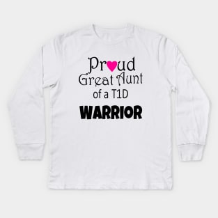 Proud Great Aunt - Black Text - Pink Heart Kids Long Sleeve T-Shirt